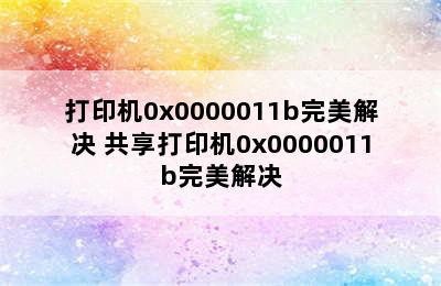 打印机0x0000011b完美解决 共享打印机0x0000011b完美解决